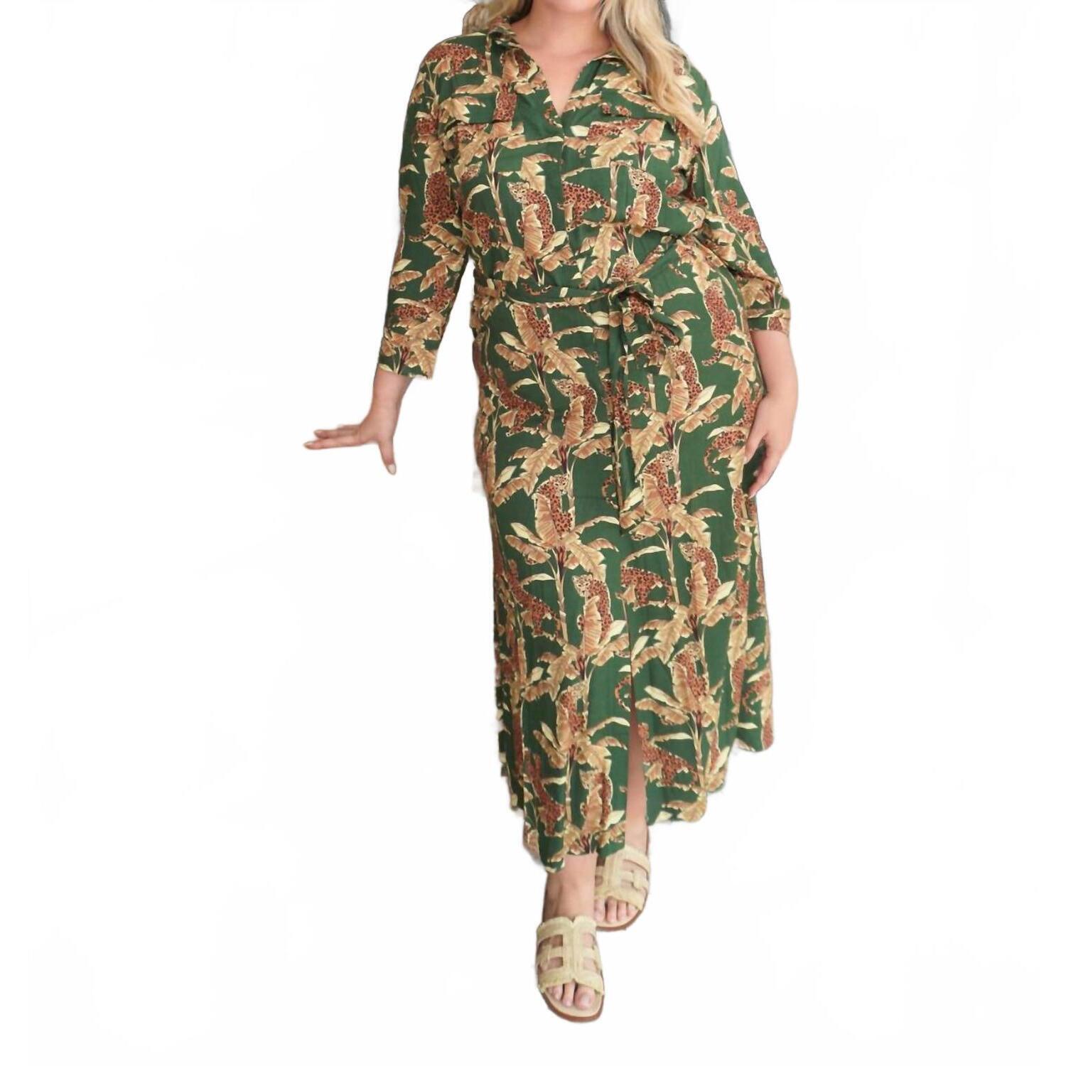 New Escapada Allegra Maxi Dress In Gold Cheetah Palm